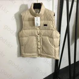 Gilet in piumino con logo ricamato Gilet senza maniche ispessito con bottoni caldi in piumino d'anatra bianco da uomo