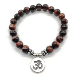 SN1190 Fashion Men's Ohm Armband Natural Red Tiger Eye Armband Vintage Design Yogi Balance Armband Whole283k