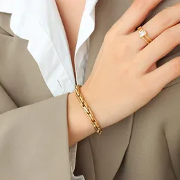 Link Bracelets Retro Gold Plated Chain Titanium Steel Bracelet Original Design For Women In Bangles Jewelry