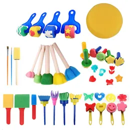 Uczenie się zabawek 30 sztuk farb gąbki szczotki rysowanie kolorowanki malarstwo edukacyjne Rzutka Zabawki poznane przedszkole zabawka dla dzieci 230926