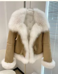 Женское меховое искусственное меховое пальто на осень/зиму с гусиным пухом, тонкое, с большим воротником-поло, шуба высокого качества, теплая, пушистая, с большим воротником, короткая 230927