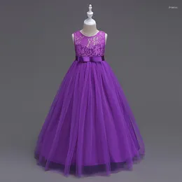 Mädchen Kleider Ballkleid Hohe Taille Spitze Prinzessin Kleid Mesh Unteren Kind Blume Für Hochzeiten Bodenlangen O-ansatz Party veranstaltungen