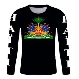 Haiti Custom long sleeves tshirt French Haitian Republic tshirts Flag Emblem Tee Shirts DIY HT Country Name Number T shirt X0304j