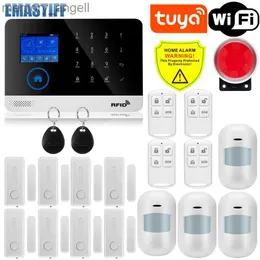 Alarm Systems Tuya WiFi GSM 433MHz Hem Säkerhetsskydd Smart Alarm System TFT Screen Burglar Kit Mobile App Remote Control Arm och avväpnar YQ230927