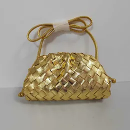 Роскошные вечерние сумки Cloud от Botegss Ventss на продажу, тканая сумка золотого и серебряного цвета с большой вместительной женской сумкой через плечо с настоящим логотипом