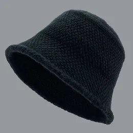 Шляпы с полями, кашемировые чепчики для женщин, зимняя шерстяная большая шляпа-ведро, вязаная теплая рыбацкая модная повседневная раковина, розовая панама 230916