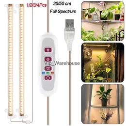 Luces de cultivo 1-4 piezas Tiras de luz LED de cultivo Barras LED de luz solar de espectro completo para plantas Lámpara Phyto 42-288 LED Phytolamp con temporizador regulable YQ230926 YQ230926