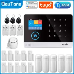 Alarm Sistemleri Gautone PG103 Ev Hırsız Güvenliği için Alarm Sistemi 433MHz WiFi GSM Alarm Kablosuz Tuya Akıllı Ev Uygulama Kontrolü YQ230927