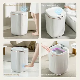 Baldes 20L Smart Trash Can Automático À Prova D 'Água Elétrico Grande Capacidade Resíduos Cozinha Banheiro Banheiro Sensor Lixo Bin 230926