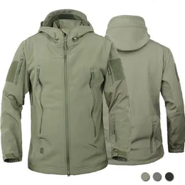 Jaquetas ao ar livre Hoodies Militares Homens Tubarão Pele Soft Shell Tático À Prova D 'Água Windbreaker Exército Combate Jaqueta Mens Com Capuz Bomber Casacos 230926