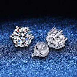 Brincos de moissanite 2ct para mulheres, homens, diamante de laboratório, banhado a ouro branco, prata esterlina 925, joias finas de luxo