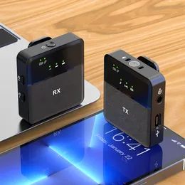 Trådlös mikrofon för PC, iPhone eller USB C/, kamera med 2 mikrofoner 1 Mottagare SX9 Ultra-Long Life 360-graders Intelligent brusreducering HD Radio