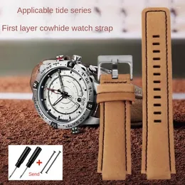 Watch Bands Leather Strap Substitute Tide Series T2N720 T2N721 TW2T76500 Model Special Convex Interface Cowhide Watchband 16mm