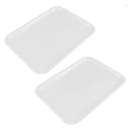 Plates 2X 10 Inch Long Rectangle Shape Serving Tray Made Of Plastic White
