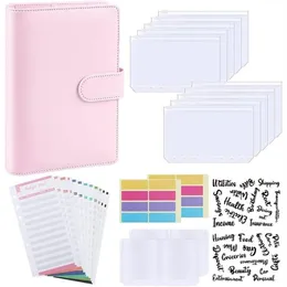 Opakowanie prezentów Budżet Binder A6 PU skórzany notebook Planer Organizator uzupełniający 6 Pierścień Binder Letter naklejki z naklejkami 269I