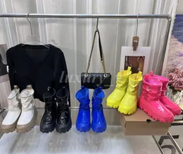 Designer botas femininas dopamina geléia bota impermeável antiderrapante botas de chuva botas de neve quente sapatos de algodão de fundo grosso com caixa