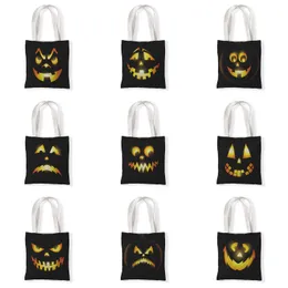 Halloween Pumpkin Colored Printing One Shoulder Student Canvas Bag Small Handheld Women's Bag Change Bag Casual Versatile Bag 230915