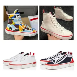 canvas printing Sneakers Designer red bottomes Outdoor Couple Sports Shoe Men Women High top casual shoes Fashion size EUR 36-47