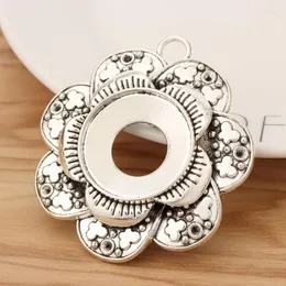 Colares de pingente 2 peças de prata tibetana redonda em branco aberto grande flor encantos pingentes se encaixa configurações de cabochão de cameo para fazer jóias