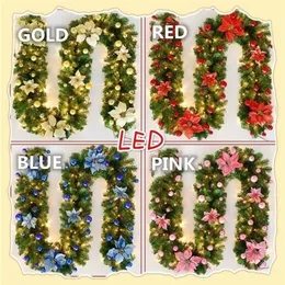 1 8 2 7M Artificial Christmas Fireplace Garland Wreath Pine Tree Ornament Gold Pink Blue Red New Year Fireplace Navidad Decor 2010267z