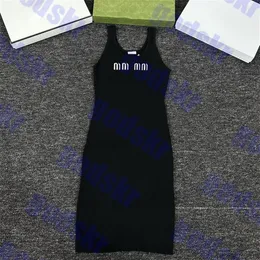 Jacquard Letter Tank Black Knitted Dress Sexy Womens Vests Dresses Spring Ladies Slim Long Skirt208e