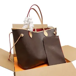 Designer Neverfull Bag Mulheres 2pcs Set Bolsa Bolsa Grande Capacidade Descoloração Sacos de Compras Moda Tote 8 Cores Tamanho 31 cm
