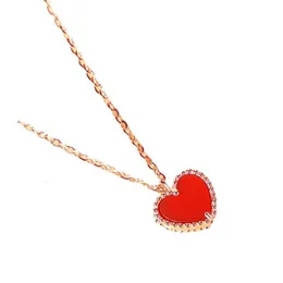 Necklace Van-Clef & Arpes Designer Luxury Fashion Women S925 Sterling Silver Heart Shaped Agate Necklace Small Red Heart Red Agate Pendant Ornament