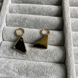 Stud Diamond tri-angle symbole design black stud hoop women 18K gold silver letter engrave dangle earrings girls wedding jewelry