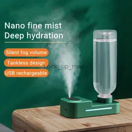 Humidifiers Portable Tankless Water Bottle Air Humidifier 1200mAh Wireless Nano Mist Sprayer Heavy Fog Quiet Home Ultrasonic Steam Generator YQ230927