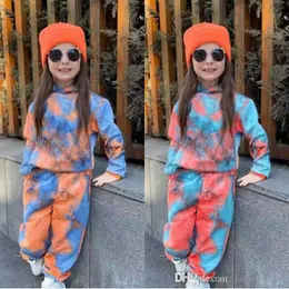 Autumn Kids Tracksuit Baby Girls Clothes Toddler Two Piece Set Ins Tie Dye Long Sleeve Hoodie Shirt and Sport Pants Children's Clothing Set Jogging Suit 1-8y