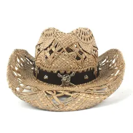 Cloches Womem Men Słomy Western Cowboy Cowgirl Hombre Sombrero Cap Handwork Weave Weave Hats Hats Drop281g