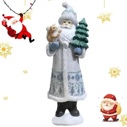 Decorative Objects Figurines Santa Claus Dolls Resin Holiday Figurine With Animals And Christmas Tree For Home Garden Decoration 230921