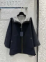 Kvinnors jackor designer tidig höst ny dubbelsidig huva cape coat rft1