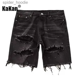 Men's Jeans Kakan - New Summer Distressed Denim Shorts for Men Korean Youth Popular Slim Fitting Small Leg Quarter Pants Jeans K58-DK322 L230927