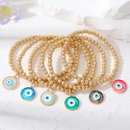 Pulseira turca com contas de mau olhado, pulseira para mulheres, boho, cor redonda, sorte, olho azul, corda elástica, corrente, festa, casamento, joias