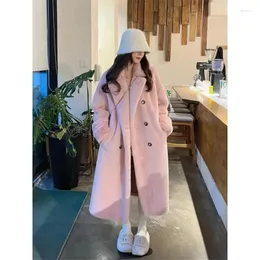 Women's Trench Coats 2023 Spring Thickened Long Suit Collar Imitation Mink Fleece With Cotton Fur Environmental Protection Coat