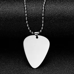 10 unids / lote Guitarra en Blanco Forma de Púa de Acero Inoxidable Espejo Polaco Hombres Mujeres Colgante para DIY Collares Grabados Llaveros203b