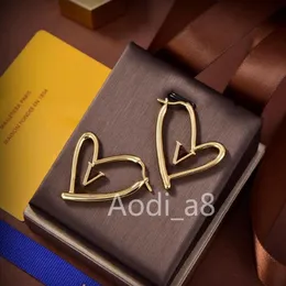 Luxury 18K Gold Women jewelry Hoop earrings Heart shaped Ear Studs Lady Wedding accessories Valentine's Day gifts298b