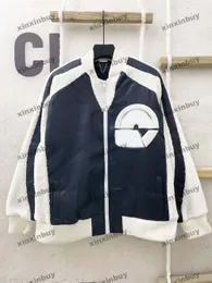 xinxinbuy men designer coatジャケット野球パネルタオル刺繍パッチフラワーレター長袖女性グレーブラックカーキM-2xl