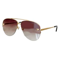 Designer de moda óculos de sol quadros panthere design retro óculos de sol para homens e mulheres mens meia armação uv400 lentes marrons protetoras vêm com estojo original