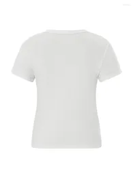 여자 T 셔츠 여성 크롭 탑 Y2K 패션 고딕 양식 펑크 하트 패턴 승무원 목 짧은 슬리브 문자 인쇄 티셔츠 의상