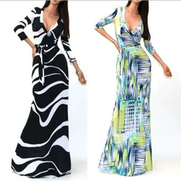 2015 패션 여성 여름 파티 이브닝 ​​드레스 옷을위한 새로운 맥시 드레스 V- 넥 섹시한 꽃 인쇄 드레스 여성 캐주얼 드레스 301f