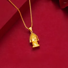 Pendants 3d Hard Gold Color Original Peace Golden Buddha Pendant Necklace For Women Men Neckalces Chian Wedding Engagement Fine Jewelry