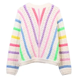 909 2023 Подиумная осень, брендовый свитер в том же стиле, пуловер с длинными рукавами, розовый круглый вырез, белая модная одежда, женская одежда высокого качества mingm