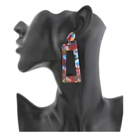 Modna biżuteria akrylowa kolczyki dla kobiet lampart geometria wielkie kwadratowe kolczyki octan Brincos prezent GB896261E