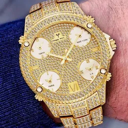 ساعة معصم Relogio Maschulino Missfox 51mm Dial Habor 18k Gold Watch Men مقاومة للماء مع رابط الفولاذ المقاوم للصدأ 5 منطقة زمنية Bra207x