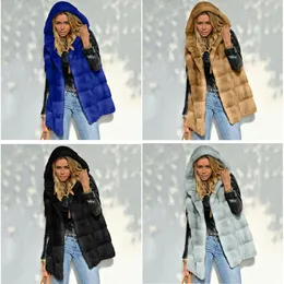 Women's Fur Womens Long Hooded Plush Coat Imitation Ladies Cardigan Vest Retail And Wholesale