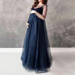 2022 Long Sleeve Bead Mesh Dress For Pregnant Women Wedding Dress Shooting Props Maternity Dress Fashion Pregnant Women Clothing Y244x
