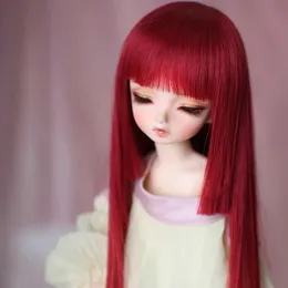 Dolls Style 1/3 1/4 1/6 1/8 Wine Red Straight Style Hair High Temperature Wire BJD Wig 230928
