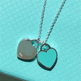 Дизайнерское женское ожерелье с подвеской в виде сердца, серебряная цепочка из нержавеющей стали, роскошные ожерелья с двойным сердцем, высокое качество, женское ожерелье Fashi2270